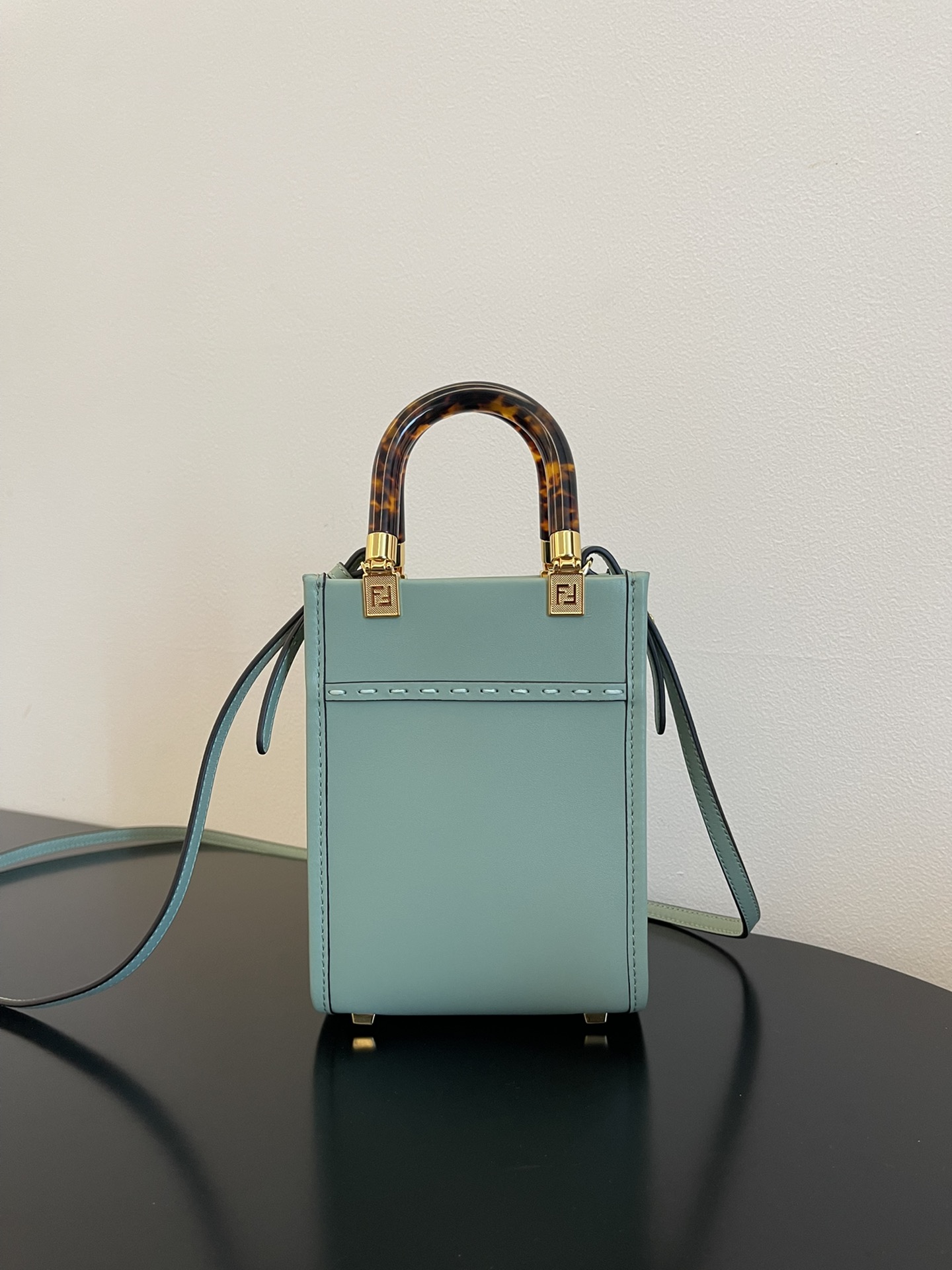 Fendi Mini Sunshine Shopper Sky Blue Leather Bag